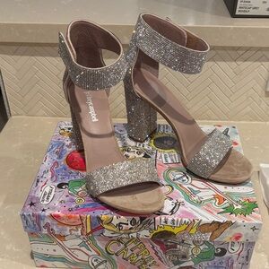 Jeffrey Campbell Glittering Silver Block Heels